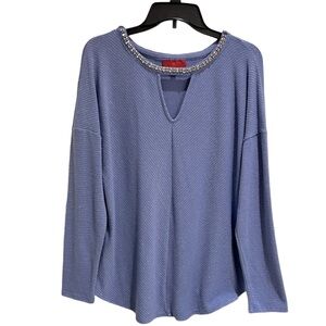 Jennifer Lopez Long Sleeve Top With Embellished Neck Line Size Large